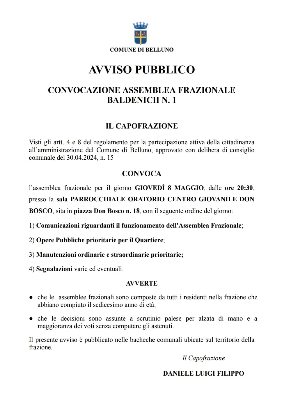 ASSEMBLEA FRAZIONALE