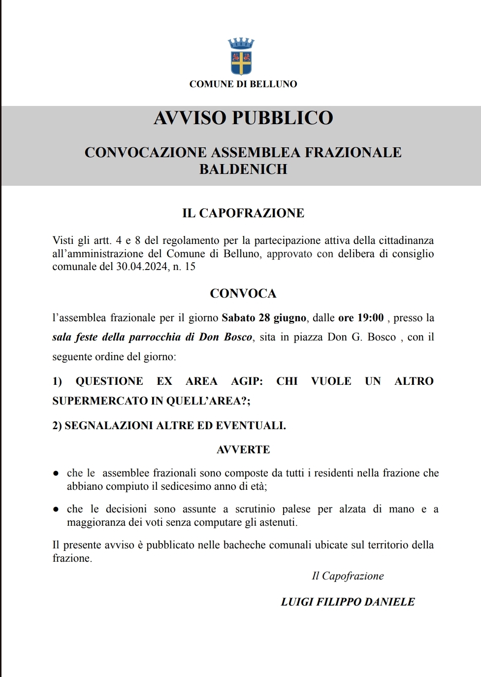 ASSEMBLEA FRAZIONALE 28 GIUGNO