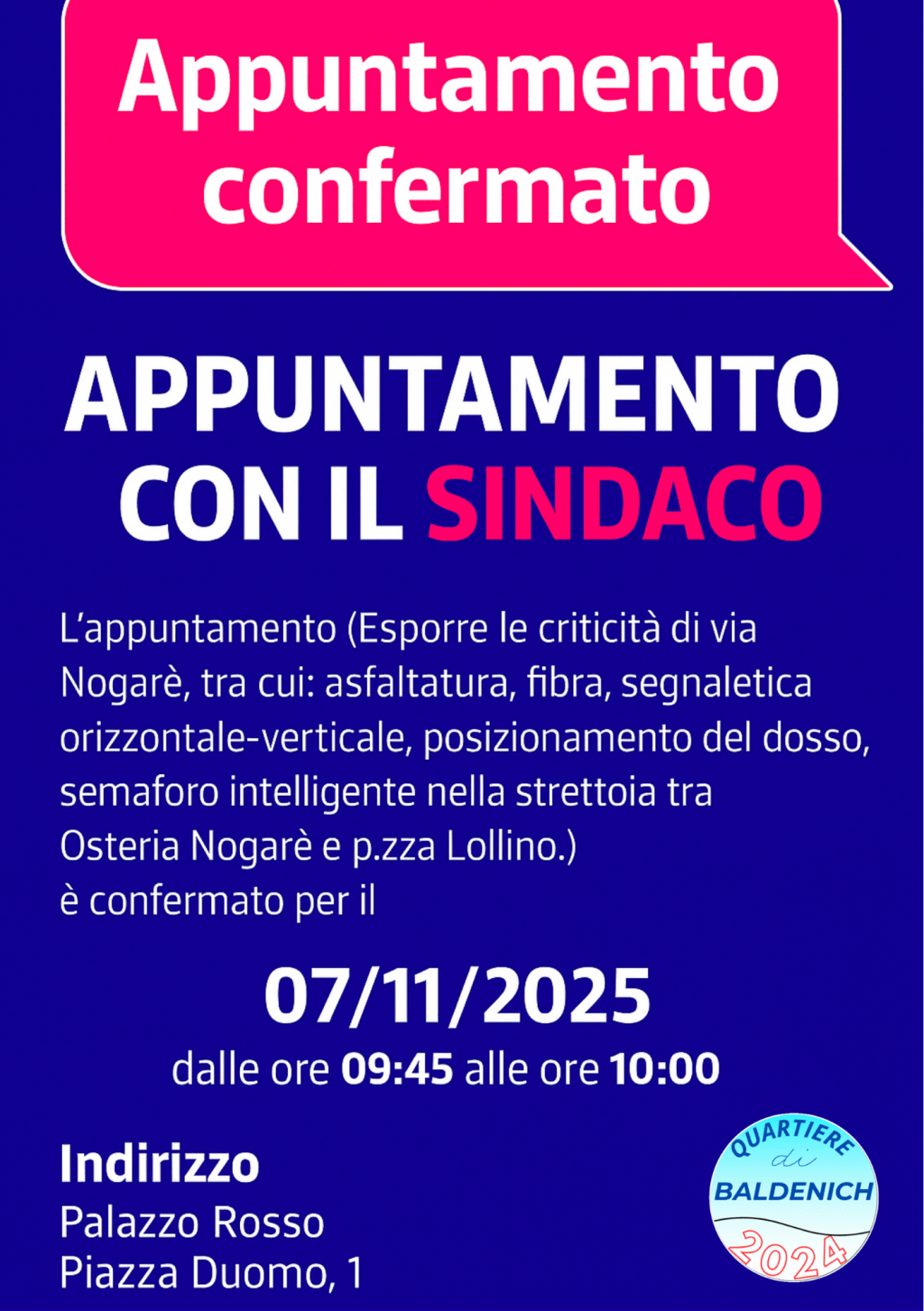 Le ultime segnalazioni del Comitato&nbsp;Baldenich24