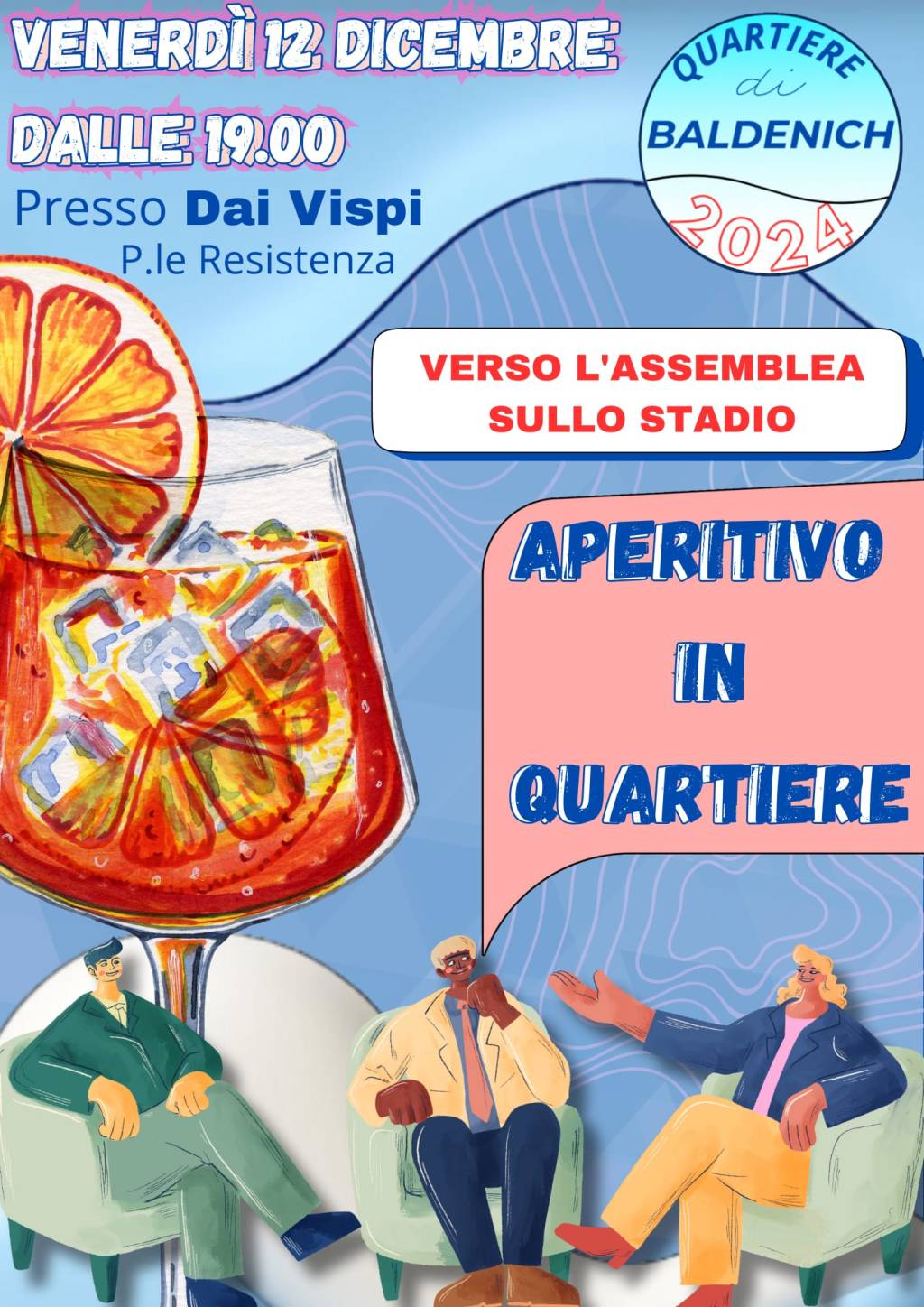 Aperitivo in Quartiere: venerdì 12 dicembre si parla dello stadio di&nbsp;Baldenich
