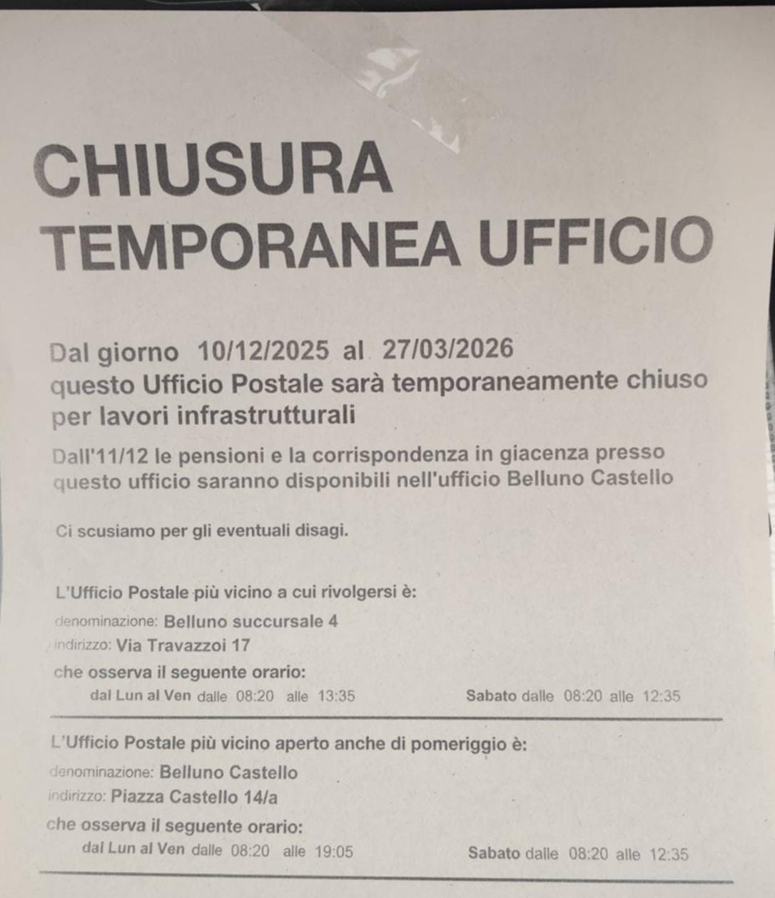 Ufficio Postale di via Giorgetti: la riapertura slitta ancora. È il Quinto rinvio.