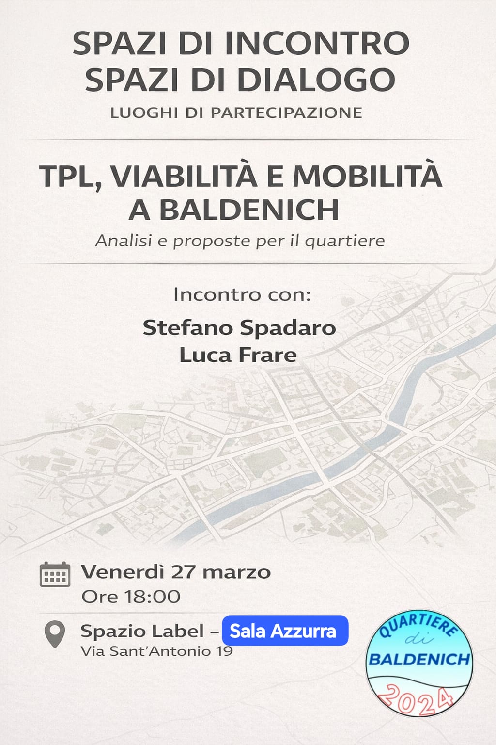 TPL, viabilità e mobilità a Baldenich: confronto pubblico tra criticità e proposte