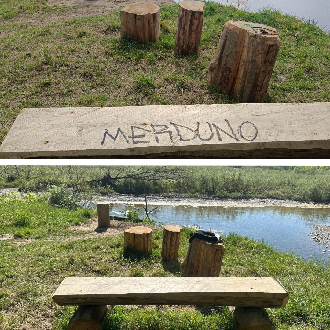 Nogarè, ripulita la panchina vandalizzata sul sentiero del Piave